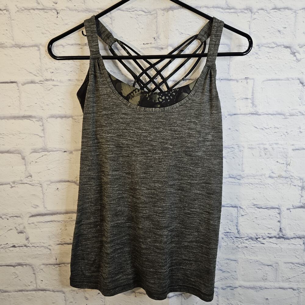 Lululemon Slay The Studio 2-In-1 Tank Gray Marled Athletic Size 4